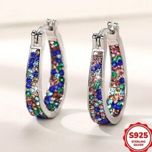 S925 Popular Colored Earrings With Cooper Inlaid A3.